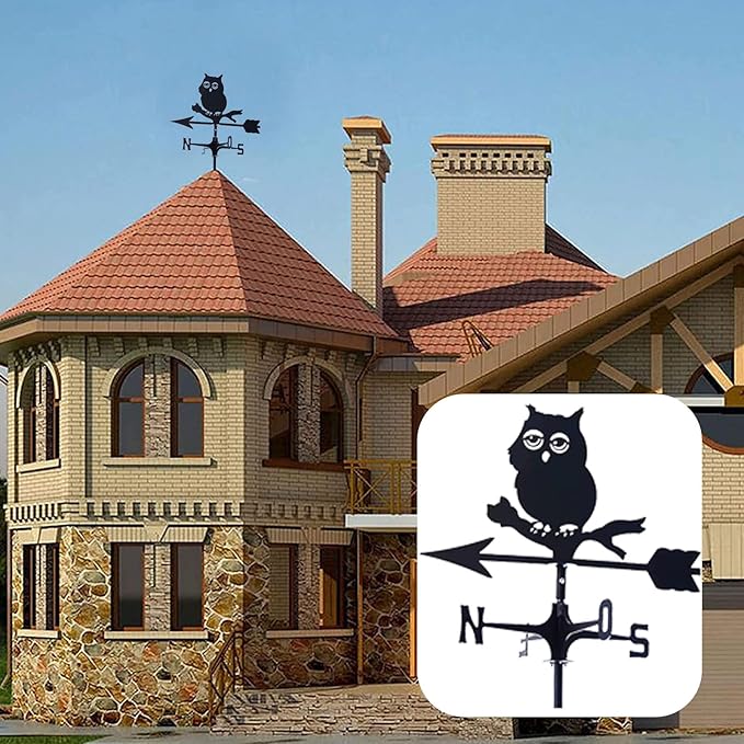 Cast Iron Wind Vane Weathercock Metal Weather Vane Wind Direction Indicator Wind Measuring Tool for Garden Decor Farmhouse Decorative Outdoor Garden Wind(Color:B)