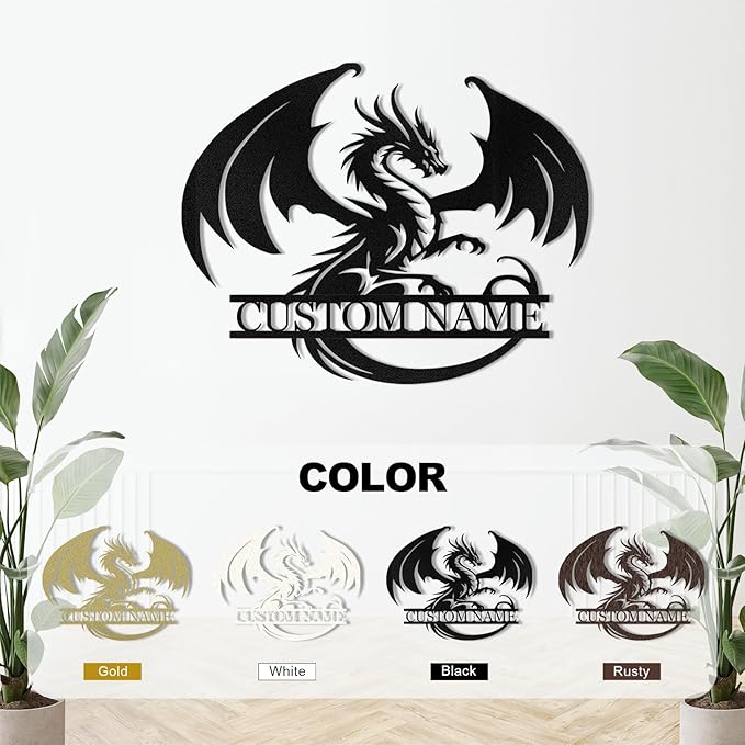 Personalized Evil Dragon Metal Sign, Dragon Wall Decor, Custom Last Name Sign for Home, Metal Signs Customized, Rustic Wall Art for Bedroom Man Cave Bar, Customized Home Decor Gifts