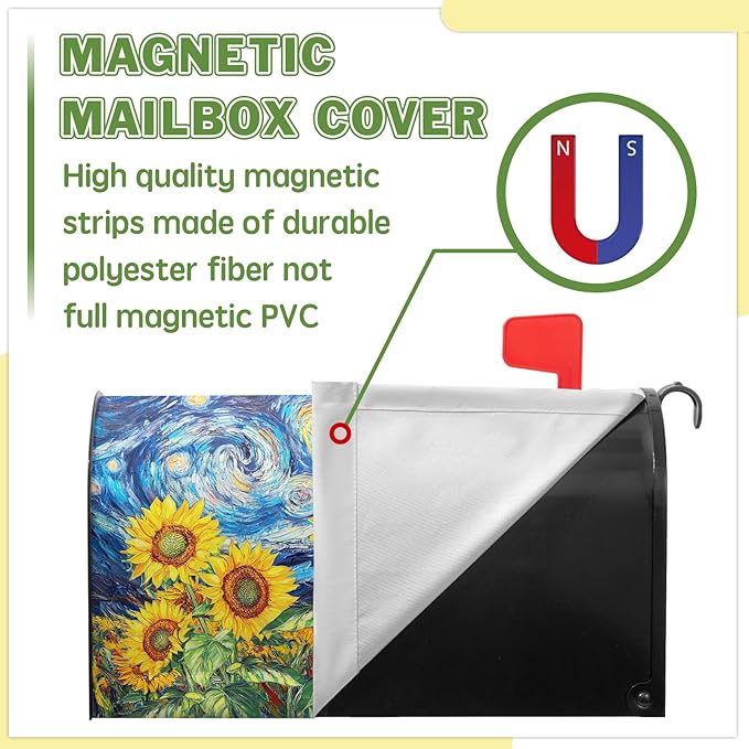 Sunflower Mailbox Cover Summer Mailbox Covers Magnetic Standard Size 21x18 inch Floral Mail Box Wrap Spring Post Letter Box Cover Decorations for Outside Garden Yard
