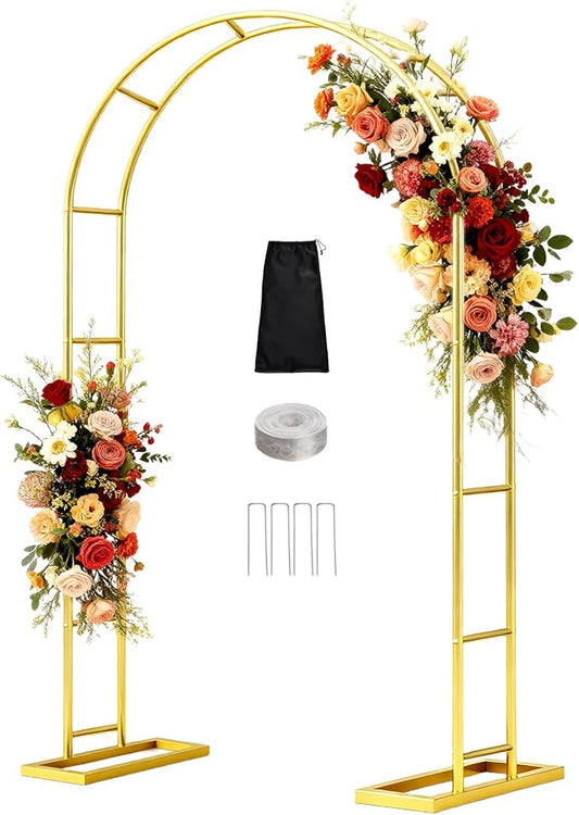 【Patent Applying】 DEVISEFUN 7.2FTx4.3FT Balloon Arch Stand,Metal Pergola Arbors,Garden Arbors and Arches Trellis for Climbing Plants Outdoor,Gold Wedding Arch for Party Decoration Wide Arbor