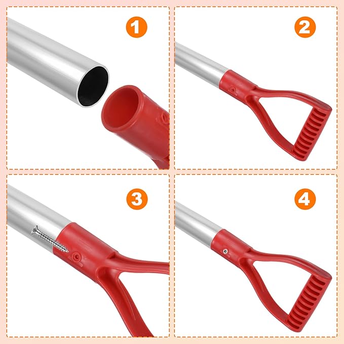 HARFINGTON Shovel D Grip Handle 1-1/4""(32mm) Inner Dia. ABS Plastic Spade Snow Shovel Replacement Garden Accessories for Digging Raking Tool, Yellow/Black