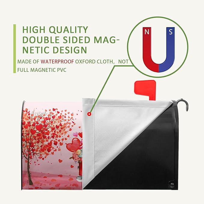 Valentine Mailbox Covers Magnetic Large Size Valentines Day Mail Box Post Cover Gnome Red Heart Truck Letterbox Wrap Happy Valentine's Day Waterproof Mailbox Cover 25.5 X 21 Inch