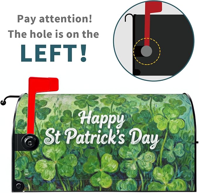 St. Patrick's Day Mailbox Covers Magnetic Standard Size Green Shamrock Lucky Clover Saint Patricks Holiday Spring Outdoor Decorative Letter Box Cases for Home Garden Outside Decor, 21x18 Inch