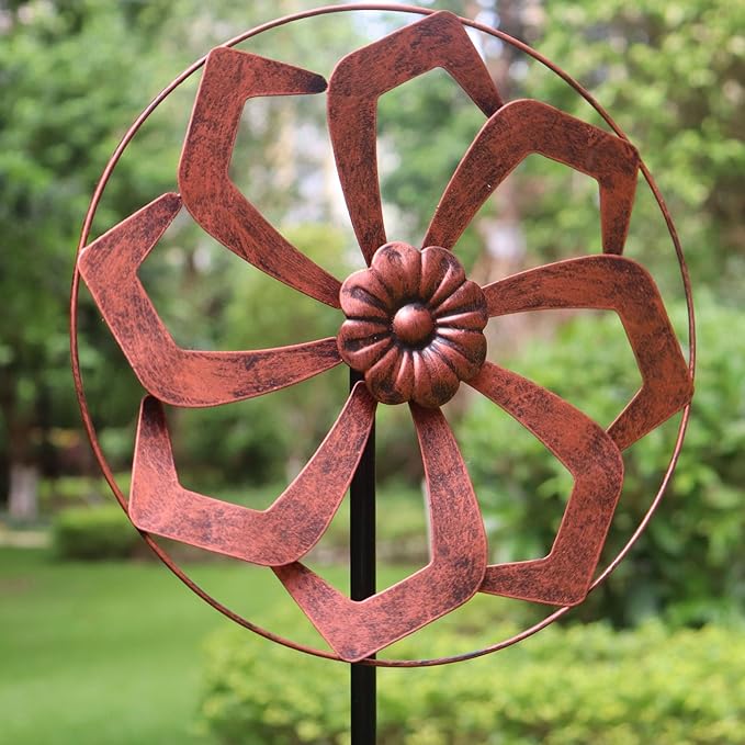 Outdoor Garden Wind Spinner Metal Decorative Yard Kinetic Sculpture Classic Rustic 48x10 Inch