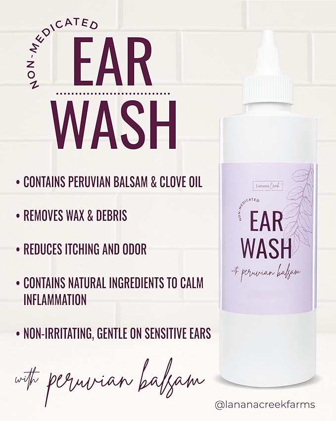 Botanical Ear Wash 7.7 oz Squeeze Bottle with Squirt Nozzle | Gentle | Non-Medicated | Gentle on The Ears | Made in The USA