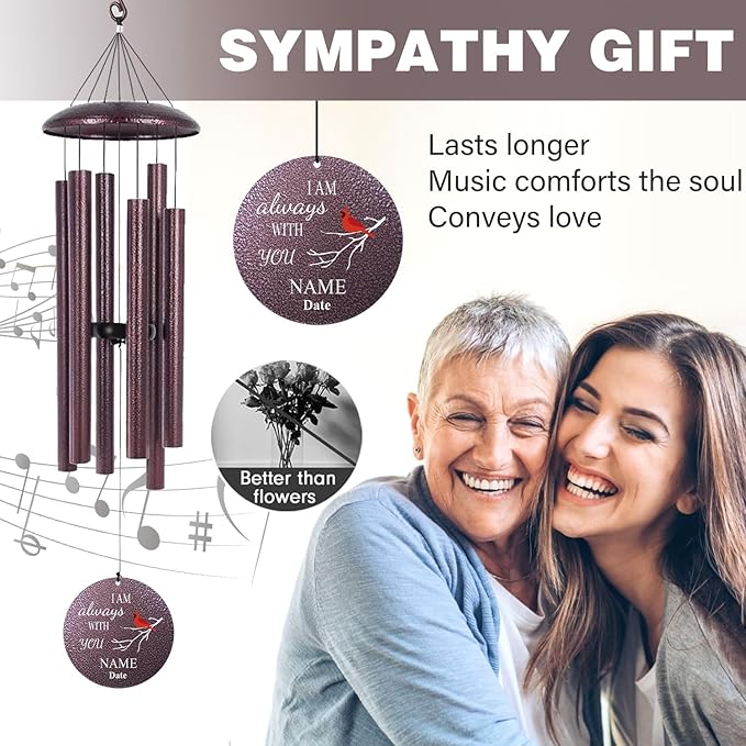 ASTARIN Personalized Memorial Wind Chime，Bereavement 40, 30inch Wind Chimes for Loss of Mom