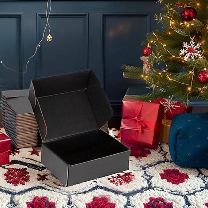 Small Shipping Boxes 10x5x3 Inch (25 Pack) - Sturdy Black Corrugated Cardboard Boxes for Small Business, Ecommerce, Mailing & Packaging | Recyclable Gift & Storage Boxes