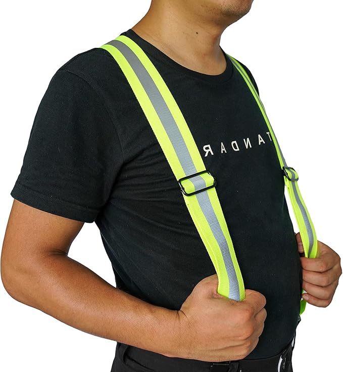 MELOTOUGH Suspenders with Non-Metal End Clip Reflective Safety Belt Clip