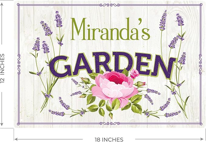 Custom Garden Sign, Christmas Present, Personalized Name/Text for Backyard Décor Sign, 12x18 Inches, Rust Free .063 Aluminum, Fade Resistant, Made in USA by Sigo Signs