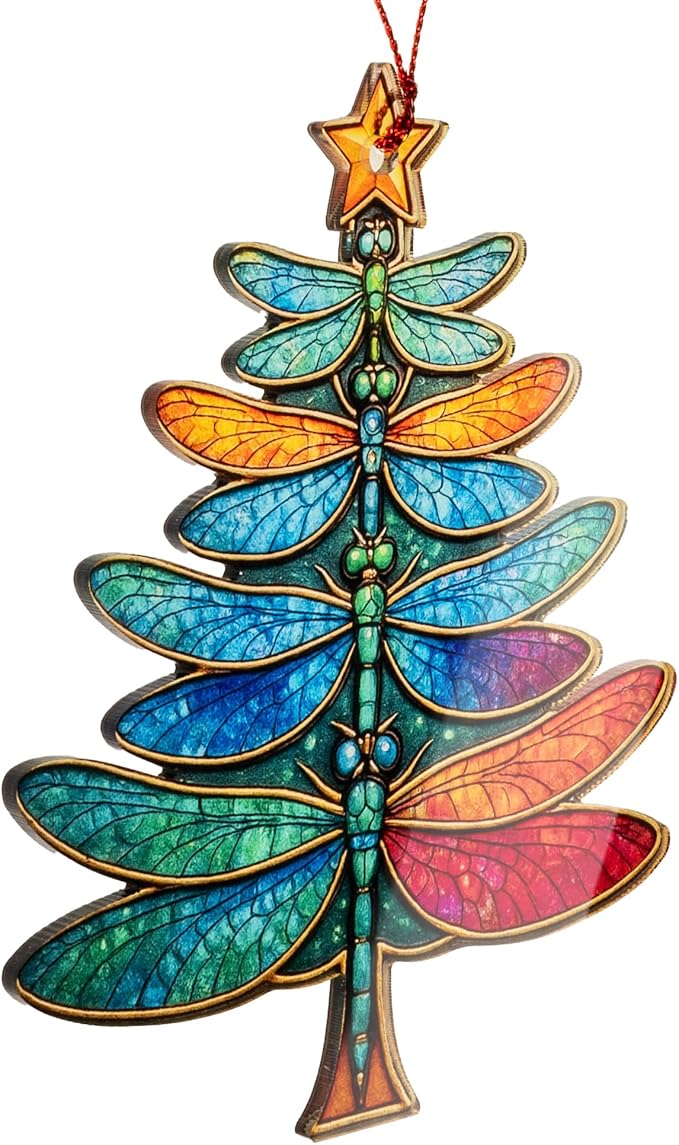 Women 2025 - Christmas Ornaments - Dagonfly Ornament - Dragon Fly Gift for Women - Dragonfly Gifts - Dragonfly Ornaments - Christmas Ornament 2025 - RUSATEN ONM-540-RST-CRMfly