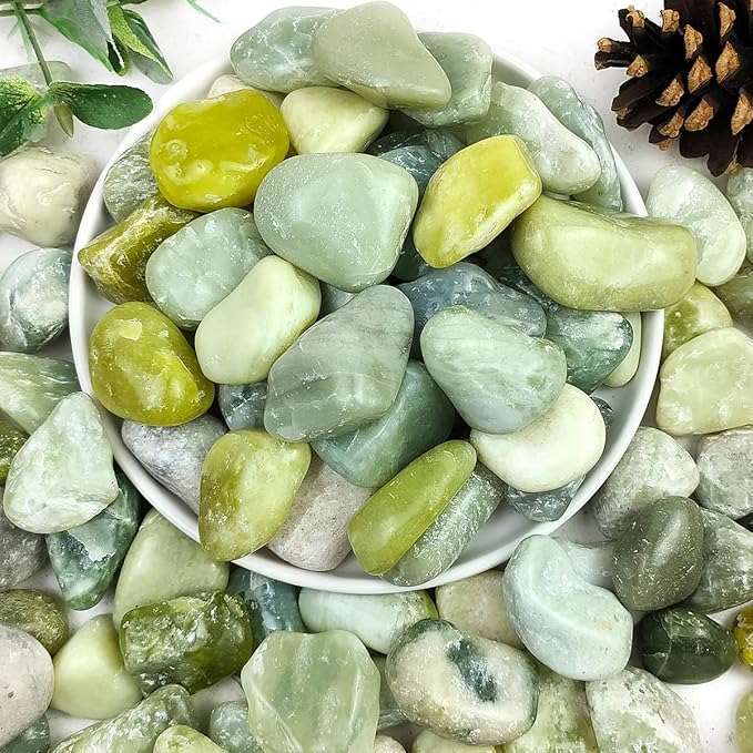 2lbs Jade Pebbles for Plants, 1-2 Inch High Polished Natural River Rocks for Landscaping, Decorative Stones Vase Filler Fish Tank Aquariums Garden Outdoor and Indoor DIY