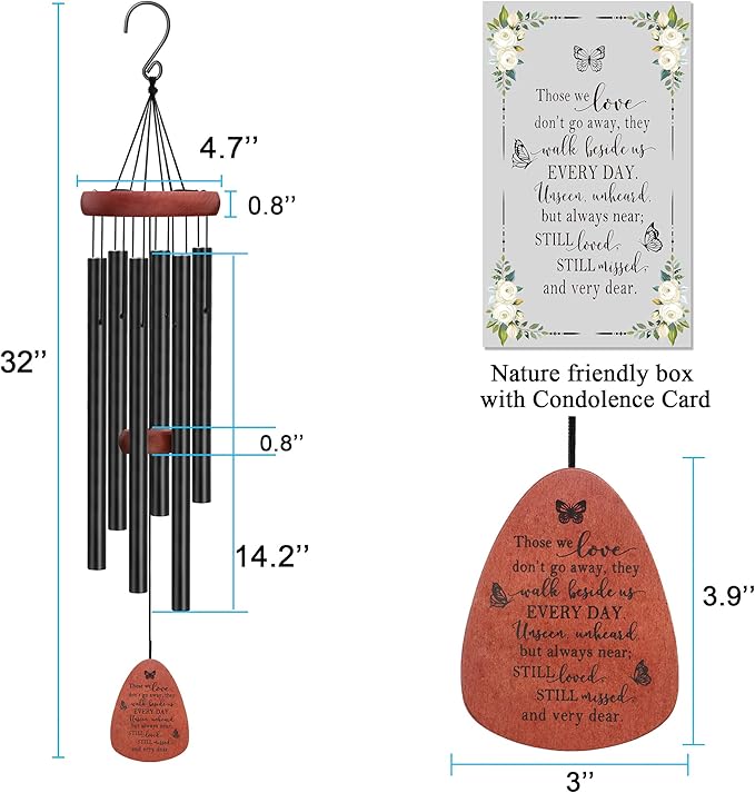 Memgift Wind Chimes for Outside Sympathy Wind Chimes for Loss of Loved One Memorial Gifts for Loss of Mother Father Daughter Sister Son Garden Yard Home Decor Keepsake Those We Love