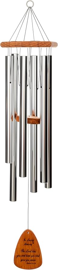 In Loving Memory 24-inch Windchime, Silver w/The Lord Bless You and Keep You…
