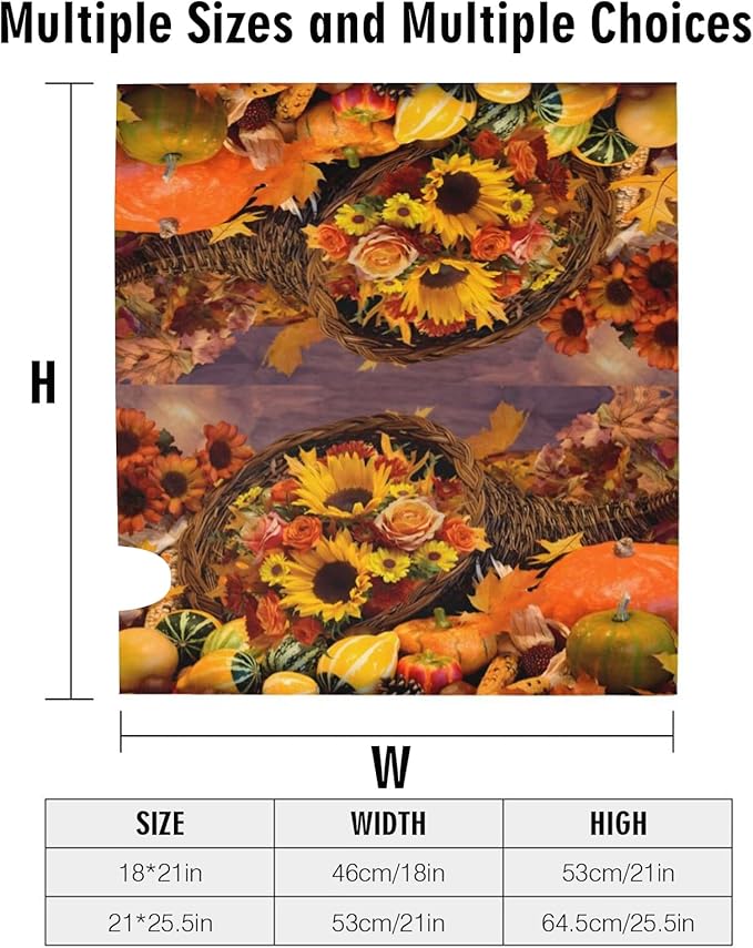Thanksgiving Bounty Cornucopia Mailbox Cover, Autumn Fall Pumpkin Waterproof Magnetic Letter Box Cover, Standard Size Sunflower Mail Wraps Post Garden Decorations 21" Lx 18" W