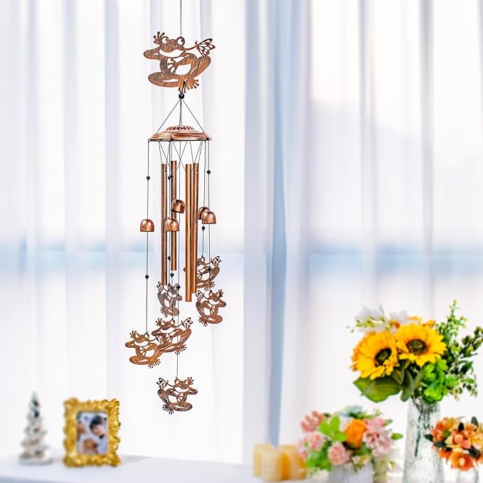 Frog Wind Chimes for Outside,Frog Gifts for Women Men/Memorial Gifts/Sympathy Gift/Birthday Gift Metal windchimes Outdoors/Indoors,Garden Decor,Patio,Home,Porch,Yard Decorations