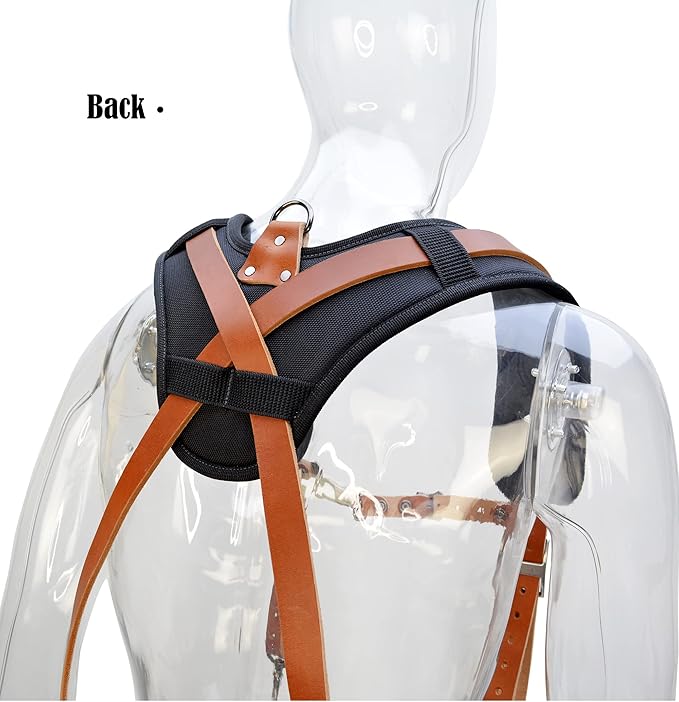 Construction suspenders for carpenter, men for framing Leather tool belt