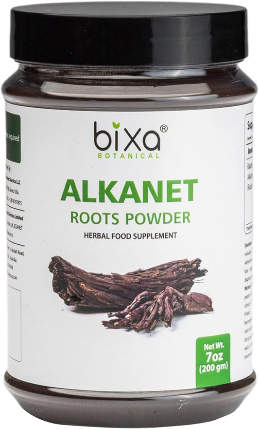 bixa BOTANICAL Alkanet Root Powder | Ratanjot/Arnebia Nobilis | Antioxidant | Gluten Free, Non-GMO, Steam Treated, Vegan, 100% Pure.(200 Grams / 7 OZ)