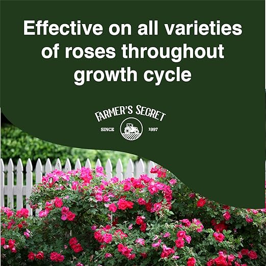 Farmer's Secret Rose Booster Fertilizer (128oz) - Super Concentrated - Formulated for All Types of Roses Throughout The Life Cycle - Encourages Healthy Growth and Vibrant Blooms