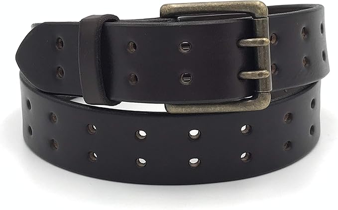 Handmade Double Hole Belt Genuine Bridle Leather 1.5 Inches Wide