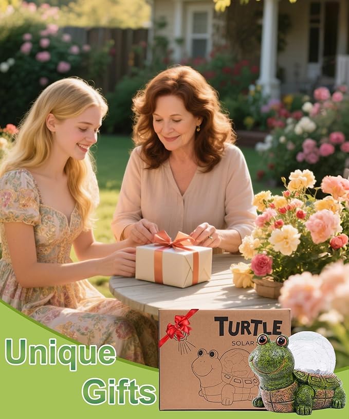 Qeeman Turtle Outdoor Garden Statues: Lawn Ornaments for Outside Yard Patio Balcony Landscaping Figurine Decor - Birthday Gifts for Mom Grandma Women Dad Lover Sister