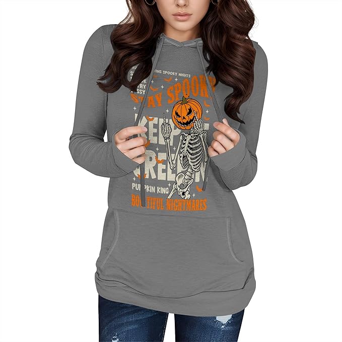Halloween Womens Pullover Sweatshirts Trendy Drawstring Fall Sweatshirt Halloween Best Gift For Wife And Daughter