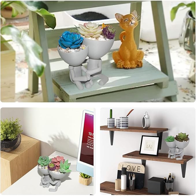 Mother and Child Flower Pot, 3.14" Flower Pot & 2.75" Small Succulent Pot, Mom Gifts from Son & Daughter, Indoor Small Planters Cute Cactus for Home Decor and Office Desk Decoration