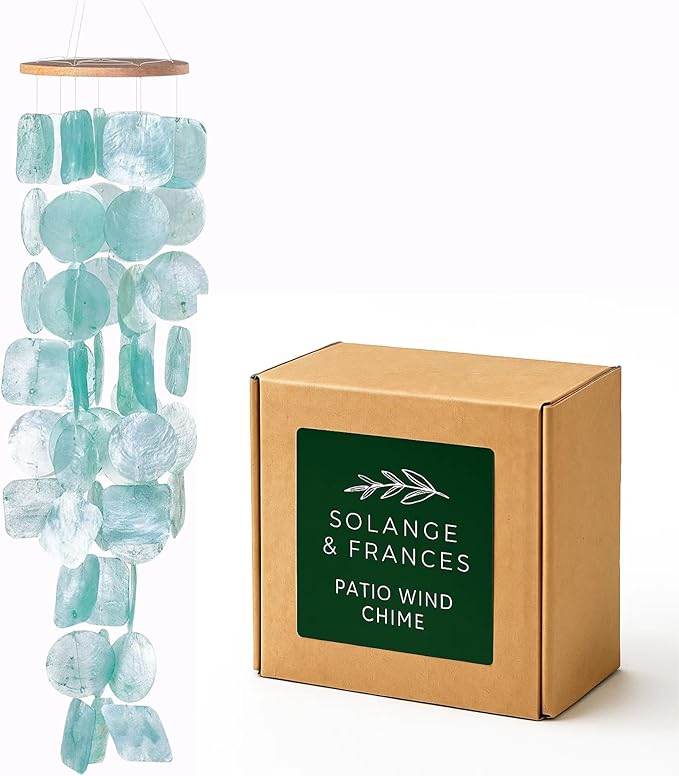 Solange & Frances Turquoise Wind Chimes for Outside Garden Decor and Patio Decor - Elegant White Elephant Gifts, Unique Gift for Women, Gifts for Grandma