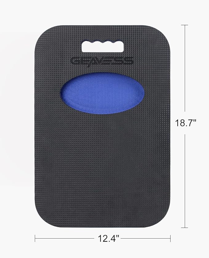 1.1" Extra Thick Kneeling Pad Mechanic Mat with Handle & Tool Compartment, Soft Foam Knee Cushion for Gardening, Garage Work, Workshop Repairing, Yardwork (18.7" x 12.4", Black & Blue)