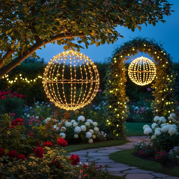 272 LED Christmas Ball Lights, 20 Inch Lighted Sphere Balls with 8 Lighting Modes & Timer, Waterproof for Outdoor Christmas Decorations Yard Porch Garden Patio Trees Holiday Lights Home Yard Display