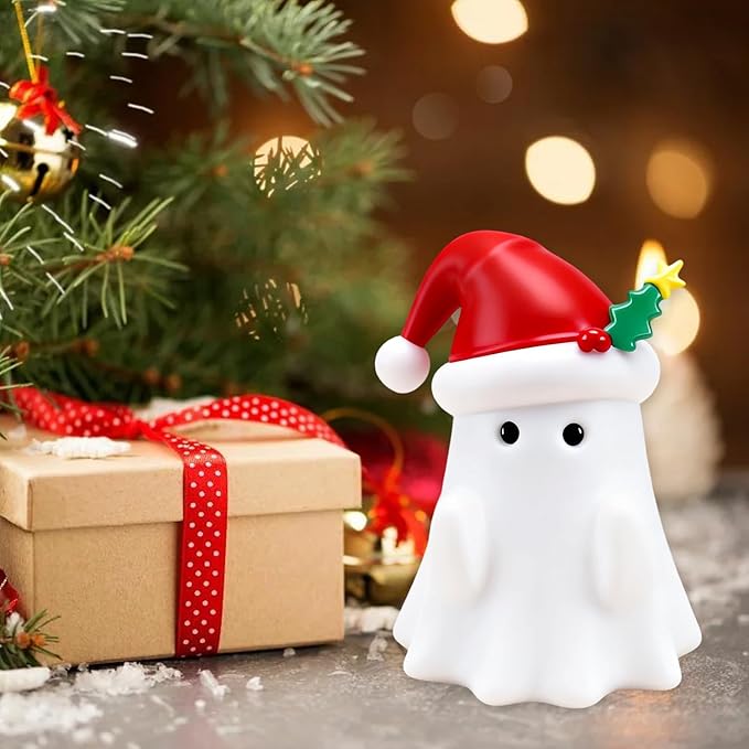 Christmas Ghost Figurine, Funny Pen Holder Ghost Statue, Cute Decor for Christmas Decorations Desk Indoor and Porch Spooky Home Decor