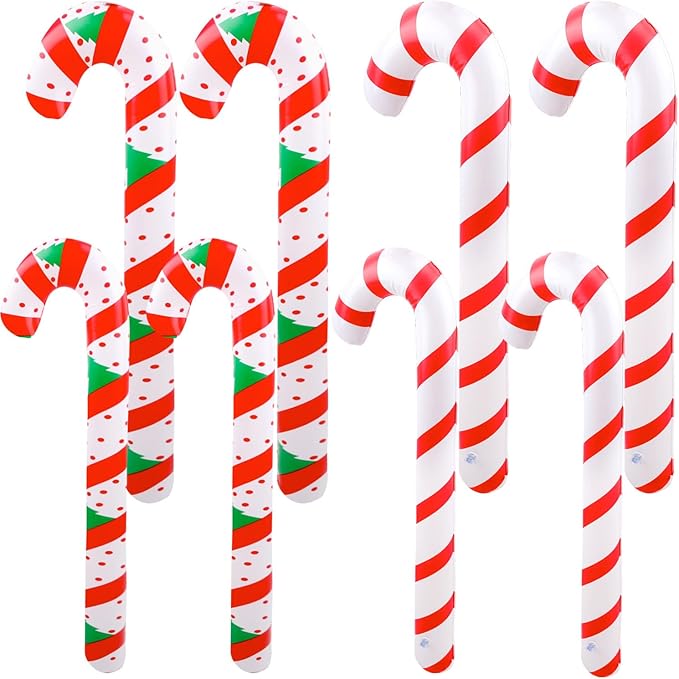 8 Pcs 47 Inch 35 Inch Christmas Inflatable Candy Canes Large Blow Up Candy Canes Balloons for Outdoor Christmas Holiday Party Decorations (Color Style 2)