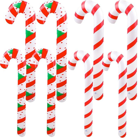 8 Pcs 47 Inch 35 Inch Christmas Inflatable Candy Canes Large Blow Up Candy Canes Balloons for Outdoor Christmas Holiday Party Decorations (Color Style 2)