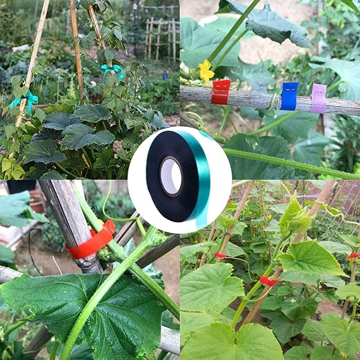3 Rolls 150 Feet Stretch Tie Tape 0.5 Inch Garden Tie Tape Thick Plant Ribbon Garden Green Vinyl Stake for Indoor Outdoor Patio Plant Use