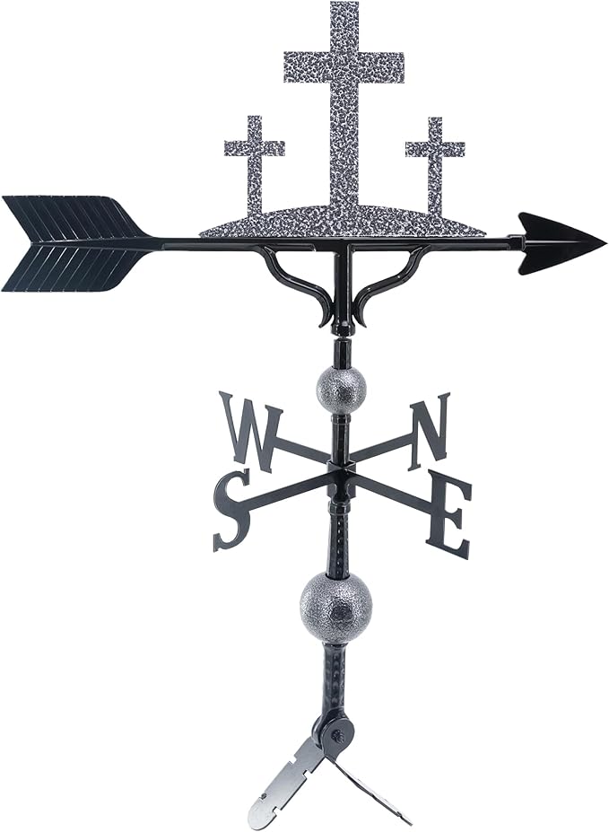 Montague Metal Products Deluxe Crosses Weathervane - 14 Ornament Colors Available - Roof Mount Included (4 to Choose from) - Cross Ornament Weathervane