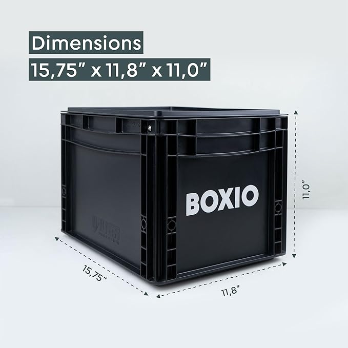 BOXIO Solo: Storage box with lid – 15.7" x 11.8" x 11.0" – perfect plastic transport box for camping, boat or garden – stackable with other stacking boxes – Made in Germany
