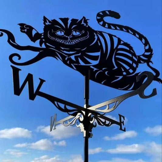 Metal Rooster Shape Weathervane, Roof Mount Weather Chicken Wind Vane Direction Indicator,Outdoor Scene Garden Chicken Weather Vane Ornament for for Shed Farmhouse Patio Decor(Cat)