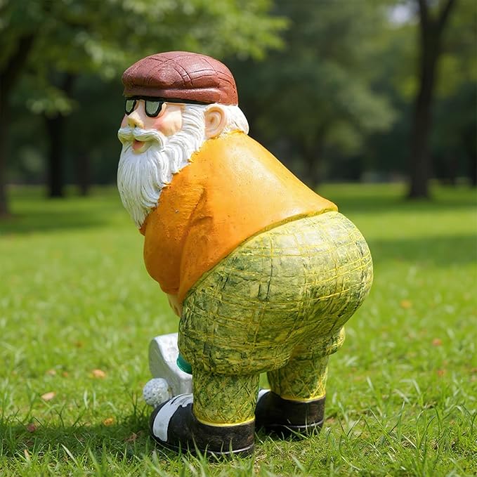 Golf Gnomes Statues, Funny Tiny Ornament Decor for Garden Yard Patio Porch Lawn Bookshelf Home, 7.8" H × 5.1" L × 4.1" W