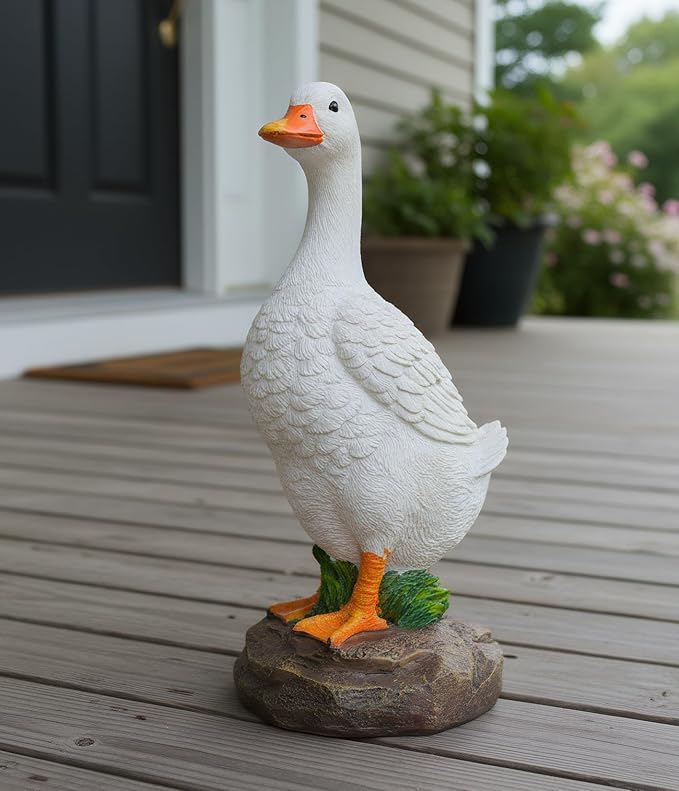 Elenon Goose Statue Garden Decorative, 11 inch High Adorable Flower Bed Outdoor Decor, Yard Patio Art Decor Sculptures Table Ornament