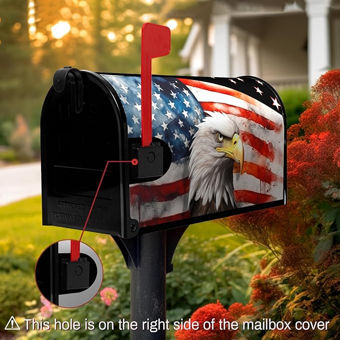 Magnetic Mailbox Covers Standard Size 21x18 Inches American Eagle Flag Waterproof Mailbox Post Magnet Wraps Patriotic Labor Day Letter Box Covers for Home Garden Yard Decor