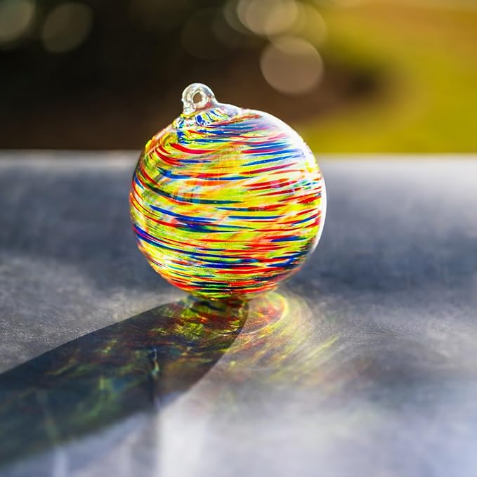 4”Christmas Balls, Gazing Balls Hanging Witch Balls, Hand-Blown Glass Ball Christmas Ornament for Window Outdoor Home Decor, Christmas Tree Decoration, Gifts for Women (Muticolored