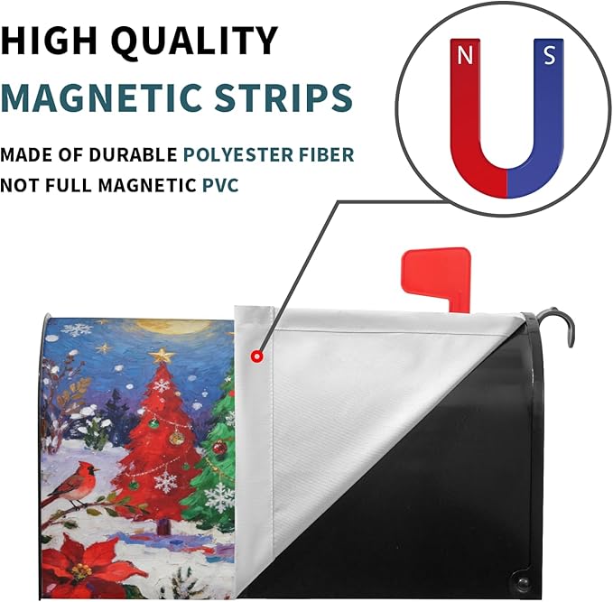 Christmas Large Mailbox Covers Magnetic Oversized Xmas Tree Snowman Watercolor Starry Moon Winter Holiday Outdoor Decorative Seasonal Letter Box Cases for Home Garden Outside Decor, 25.5x21 Inch