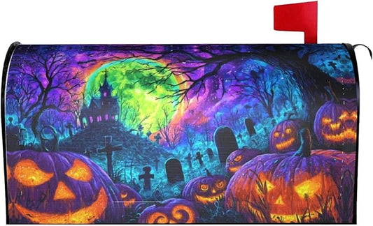 Halloween Pumpkin Mailbox Covers Magnetic Letterbox Covers 21x18 Inch for Garden Outdoor Decoration