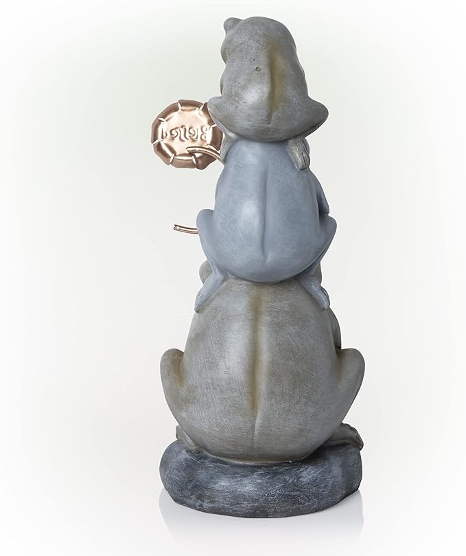 Alpine Corporation ZEN910 Stacked Frogs Outdoor Statue Weatherproof Garden Sculpture, 18" Tall, Gray