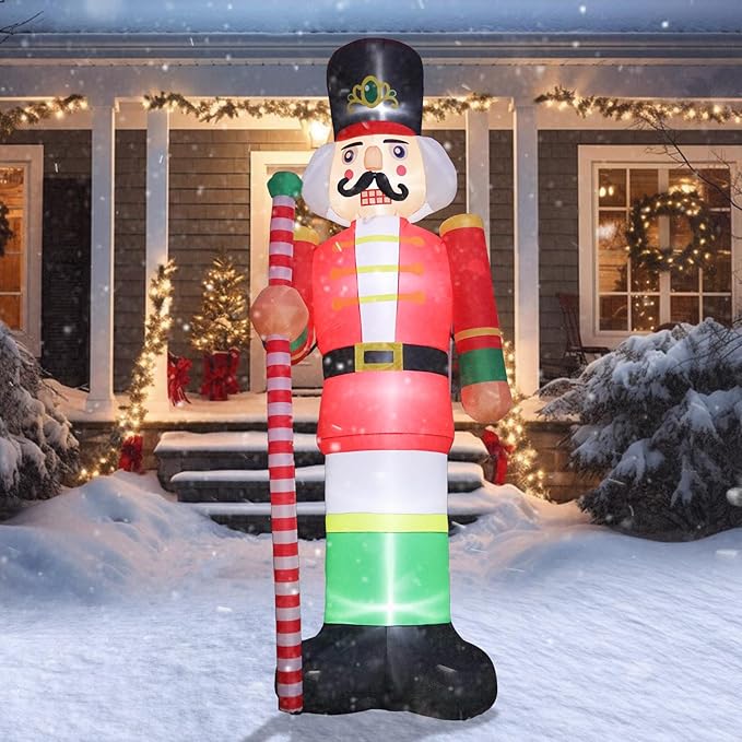 Taman 11.8 FT Christmas Inflatable Decorations, Large Nutcracker Propeller Built-in Bright LED Light Blow Up for Yard, Garden,Lawn Outdoor Holiday Yard Decorations