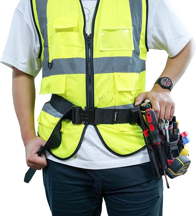 MELOTOUGH 2" Nylon Web Work Tool Belt for Men with Heavy Duty Quick Release Rugged Metal Buckle outdoor men's belt Tool Belts (Black)