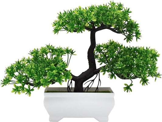 Artificial Bonsai Tree Cloud Pine Bionic Plant Indoor Small Fake Plants Decor Zen Garden Desk Home Desktop Office Bathroom Shelf Bedroom Living Room Decorations (Green)