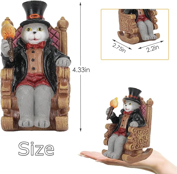 Whimsical Cat Garden Decor Statues Outdoor Solar Lights for Yard Art Outdoor Christmas Decoration Figurine Lawn Ornament - Unique Cat Lovers Gifts for Housewarming Gardening Women Mom Grandma