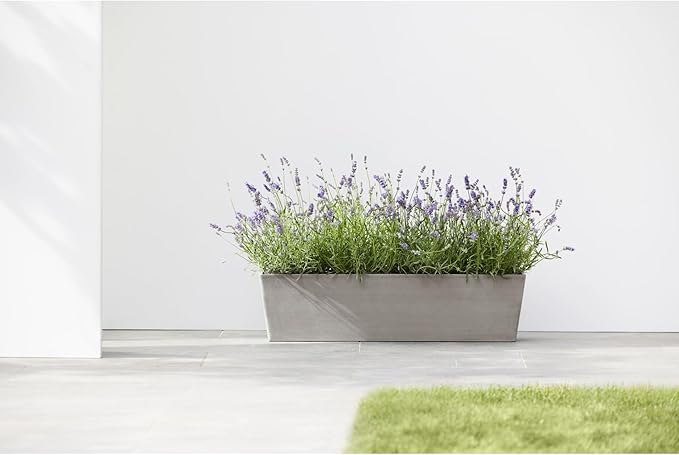 Ecopots Bruges Durable Modern Rectangular Indoor/Outdoor Recycled-Based Composite Flower Pot Planter, Taupe, 21.5"