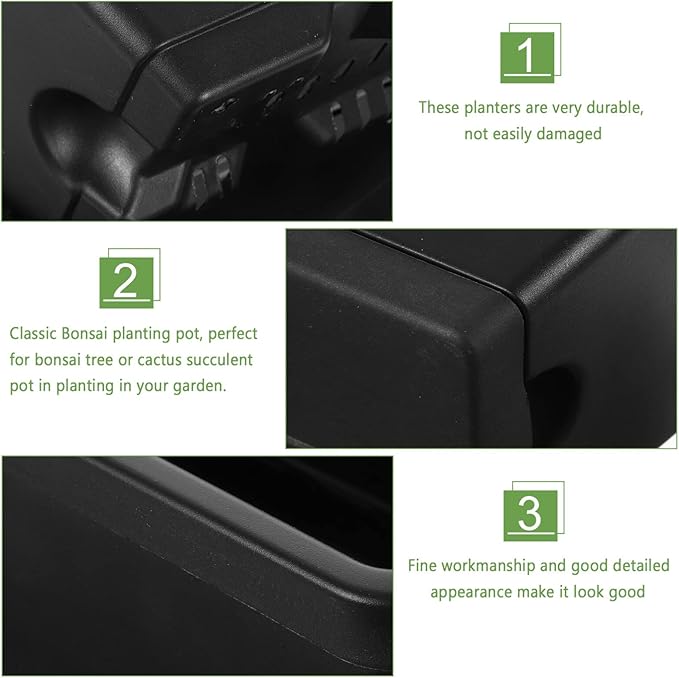 Alipis 4Pcs Window Box Planter - Plastic Vegetable Flower Planters Boxes 14 Inches Rectangular Flower Pots for Indoor Outdoor Garden, Patio, Home Decor Black