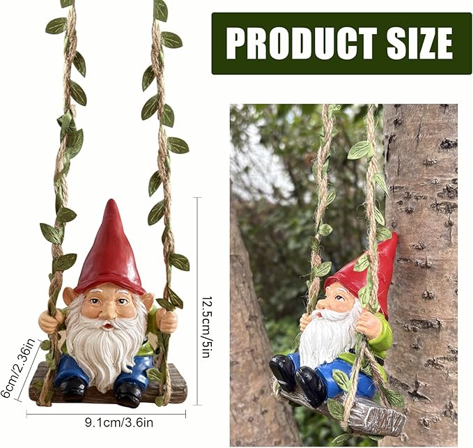 Garden Gnome Statue, Funny Resin Dwarf Sculpture for Lawn Patio Climbing Tree Decor Outdoor (Gnome-C)